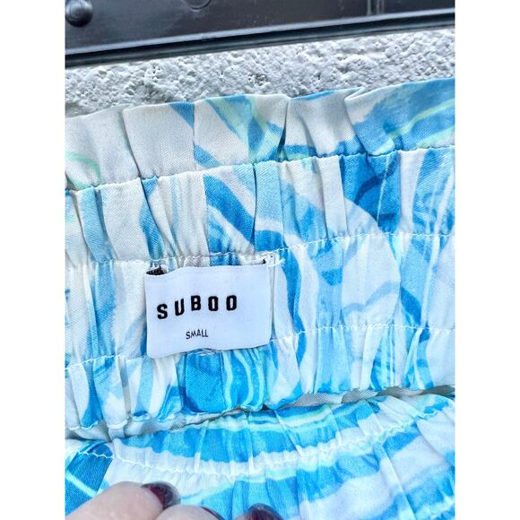 Suboo Psychedelic Agate Print Shirt & Elastic Waist Shorts Set Blue Womens Small - Picture 10 of 10